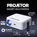 Projetor Android 5G 4K com Espelhamento Sem Fio – Branco